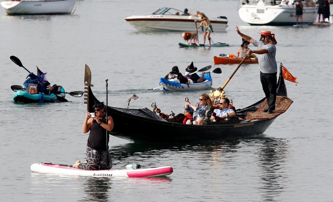 Witches and warlocks took over the waters in Morro Bay on Saturday, Oct. 26, 2024, for their annual cackling cruise around the harbor.