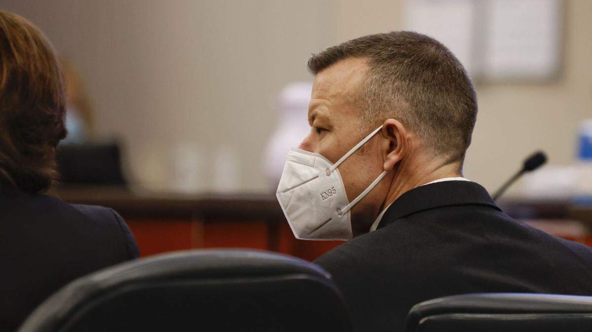 Murder defendant Paul Flores sits in Monterey County Superior Court in Salinas on Monday, July 18, 2022. He is accused of killing Cal Poly student Kristin Smart, who disappeared in 1996.