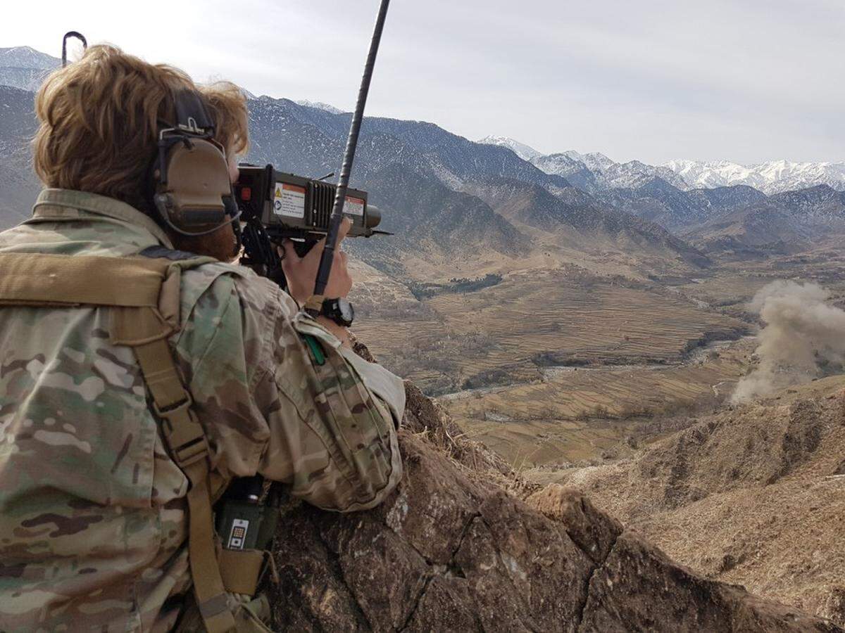 Air Force Techbnical Sgt. Michael Perolio is seen on deployment to Afghanistan in 2018. He received the Silver Star on Thursday at Joint Base San Antonio-Lackland in Texas.