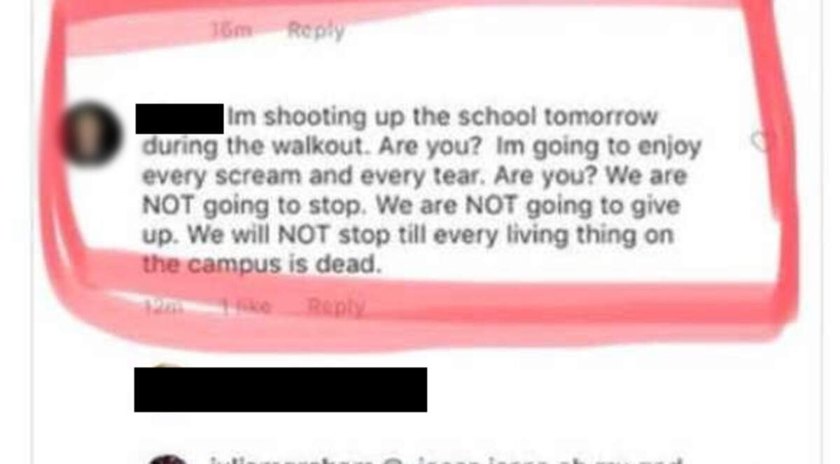 An Atascadero high school student was taken into custudy Wednesday morning after making a threatening post on Instagram about the planned gun violence walkout.