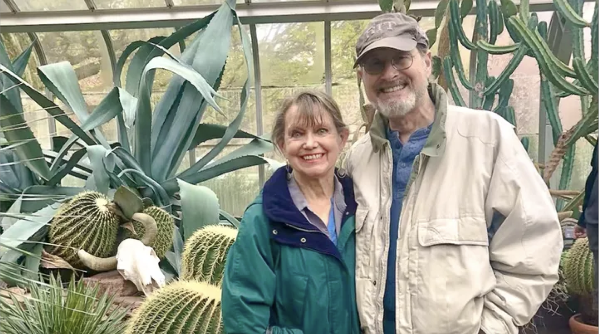 Teresa and Leigh Rubin pose for a picture in April 2024 at Highland Park Conservancy in Rochester, New York.