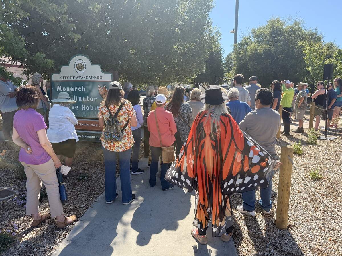 An excited crowd gathered for the ribbon cutting of Atascadero’s monarch and pollinator habitat on June 9, 2026.