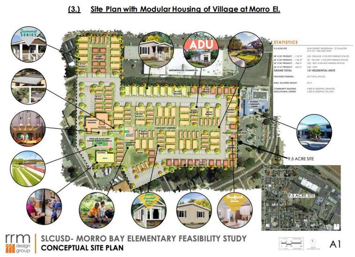The conceptual site plan for the redevelopment of the Morro Elementary School campus in Morro Bay.