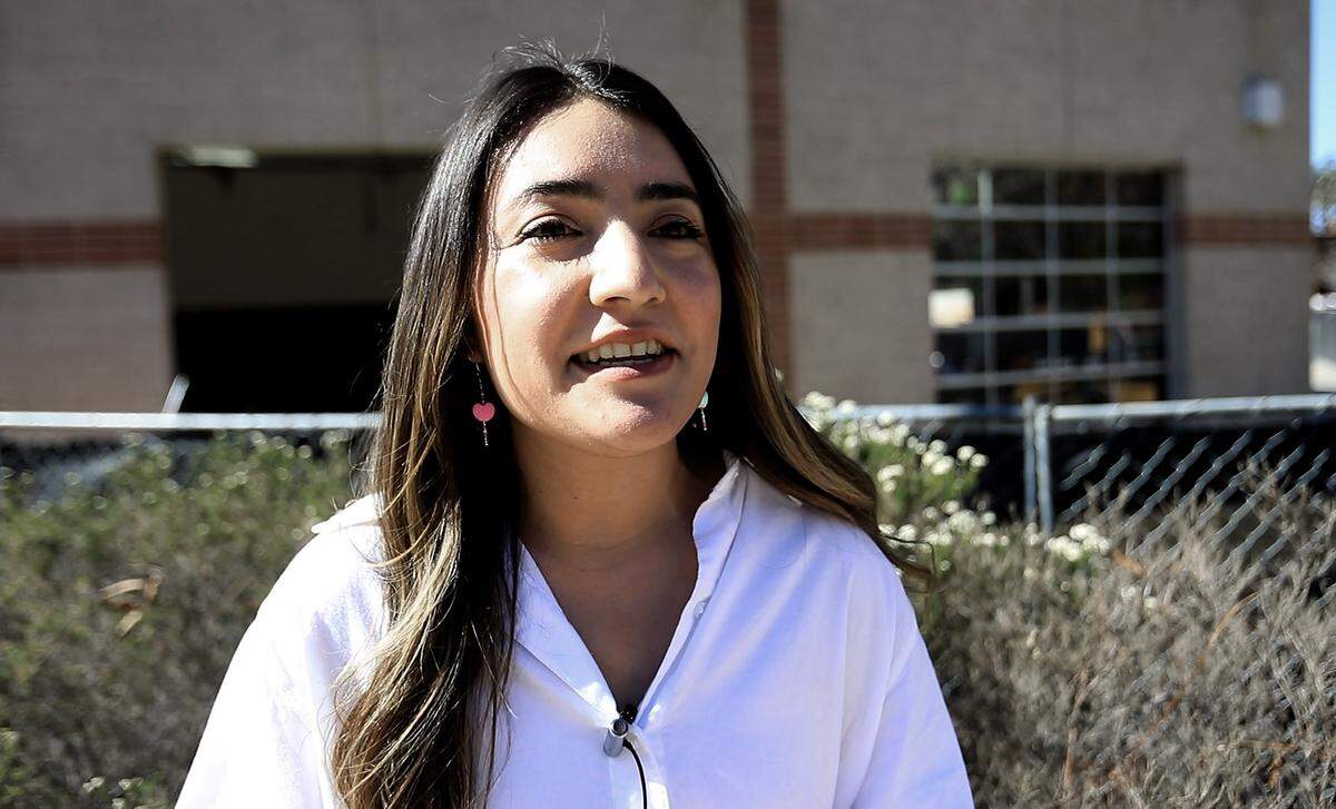 Daisy Paniagua-Uribe, LatinX Initiatives program coordinator, helped put on a Diversity & Belonging boothing event at Cal Poly’s University Union Plaza in February, giving out goodie bags to students.