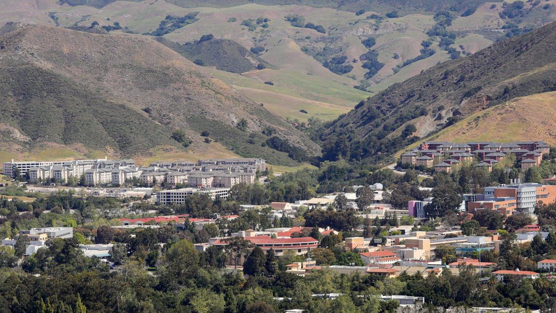 Cal Poly is planning a new housing community on the hill next to Cerro Vista, back right, which was built in 2003. Poly Canyon Village, back left, was built in 2008.