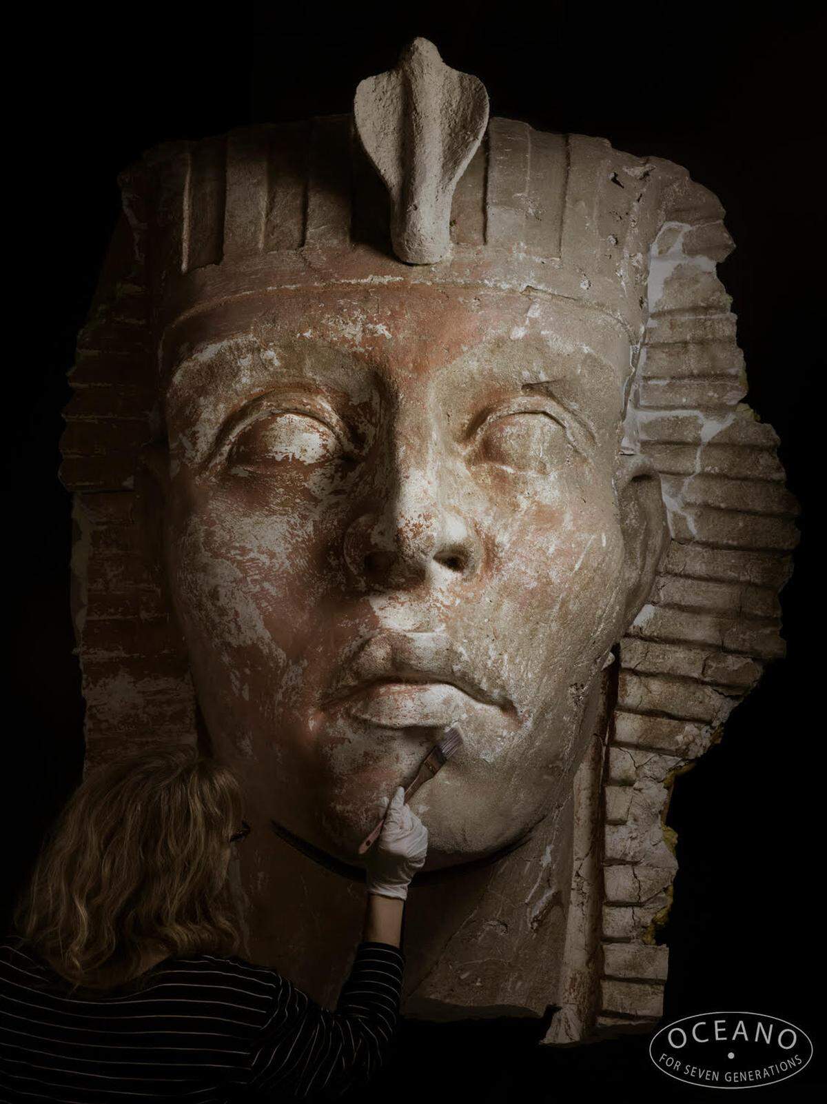 A sphinx head from the 1923 film, “The Ten Commandments” at the Dune Center in Guadalupe. The photo is from a forthcoming book, “Oceano (for seven generations)” by Lana Z Caplan.
