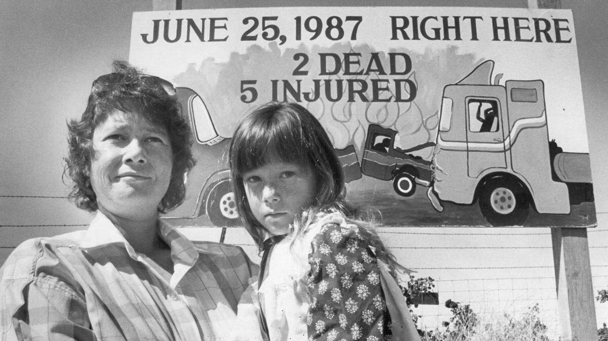 Kathy Tomkins told the Tribune in August 1987 that her daughter Shannon, 8, would be driving before Caltrans improved Highway 46.