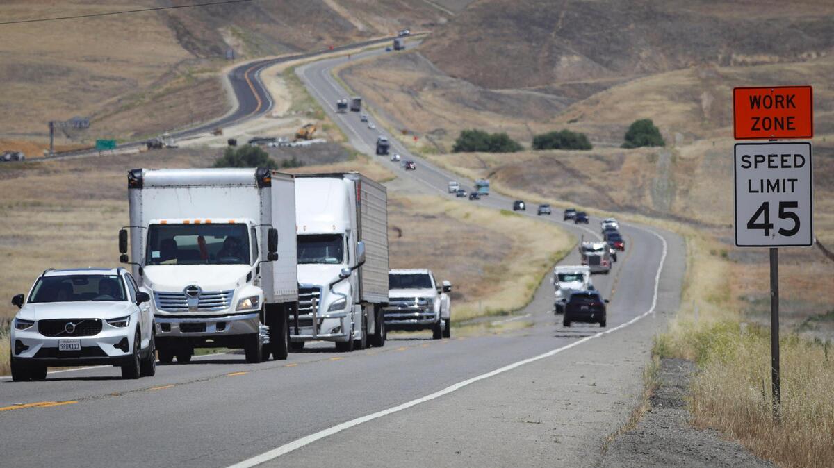 Traffic travels Highway 46 looking east in 2025. A lack of traffic infrastructure at Highway 46 and Airport Road in Paso Robles has city officials worried as the corridor expands in 2026.