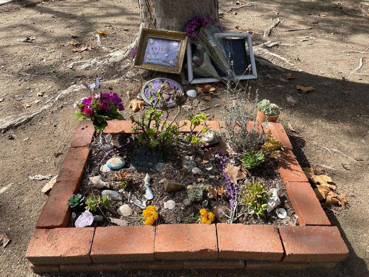 A memorial to Cal Poly student Kristin Smart is seen on the Cal Poly campus in San Luis Obispo after Paul Flores is found guilty of her murder on Oct. 18, 2022. 