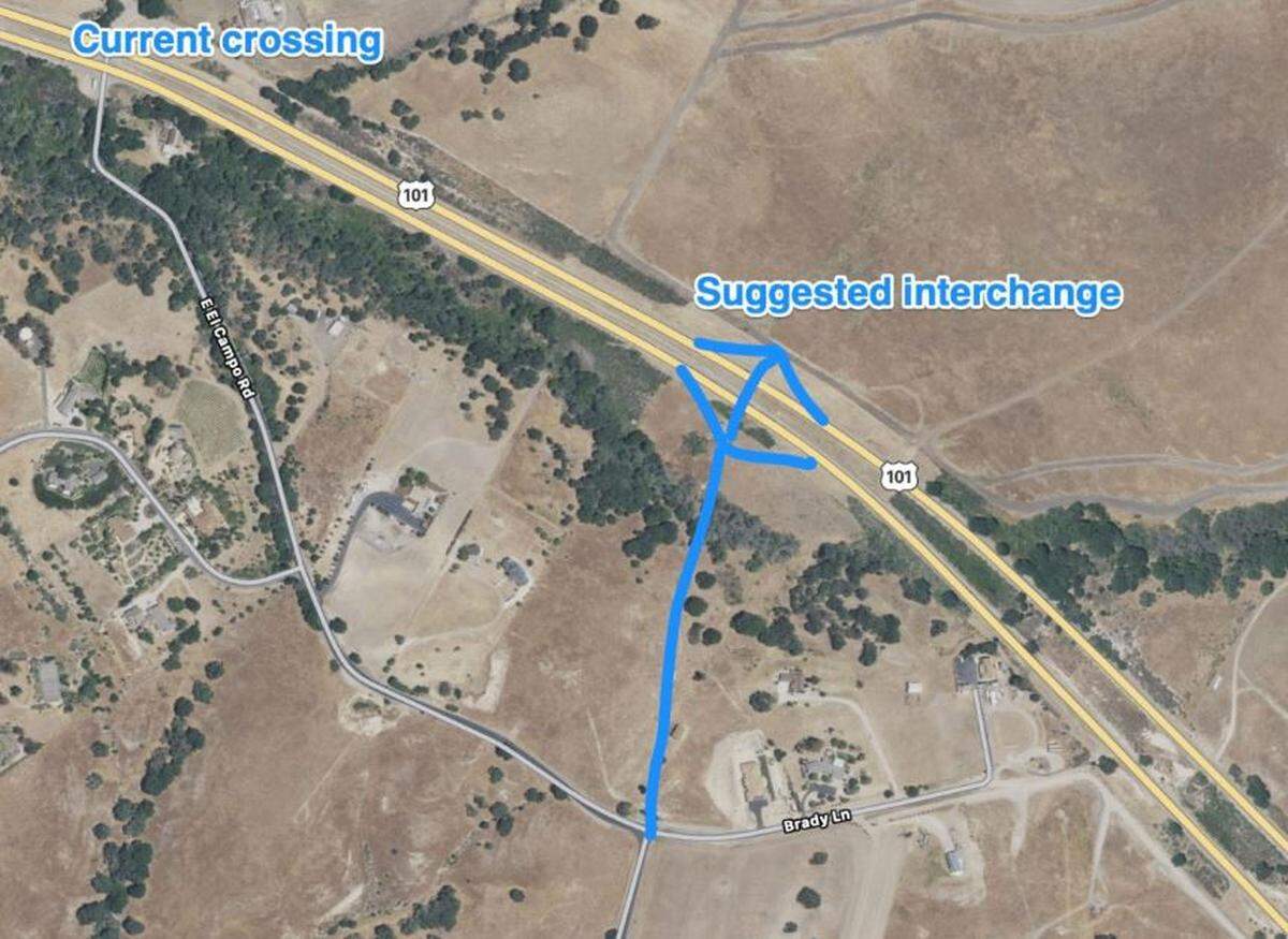 A group of residents has suggested building an overpass that connects to Brady Lane in rural Arroyo Grande, to replace the El Campo Road, Highway 101 crossing.