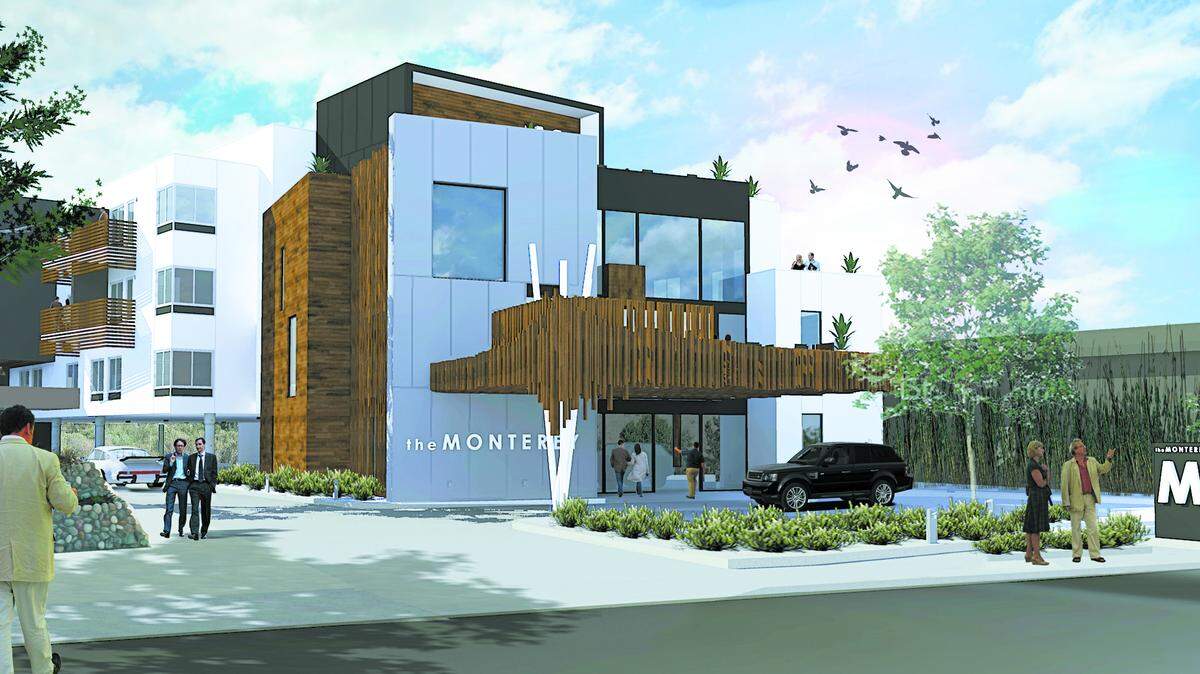 An architectural rendering of the hotel planned for 1845 Monterey Street in San Luis Obispo. The hotel developer is West Coast Asset Management LLC