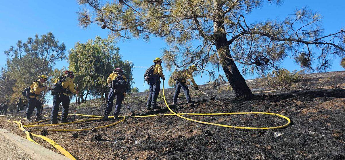 Cal Fire responded to a 2.7-acre vegetation fire threatening one structure near San Luis Obispo on Nov. 21, 2024.