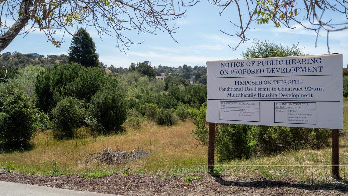 The planned location of the 92-unit Creekside Junction apartment complex at 1271 and 1281 James Way on Wednesday, April 15, 2026.