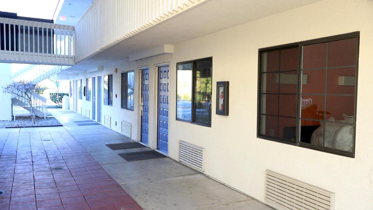 The Motel 6 off Riverside Avenue in Paso Robles has been converted to a homeless shelter and low-income housing. These breezeways will be turned into intake areas.