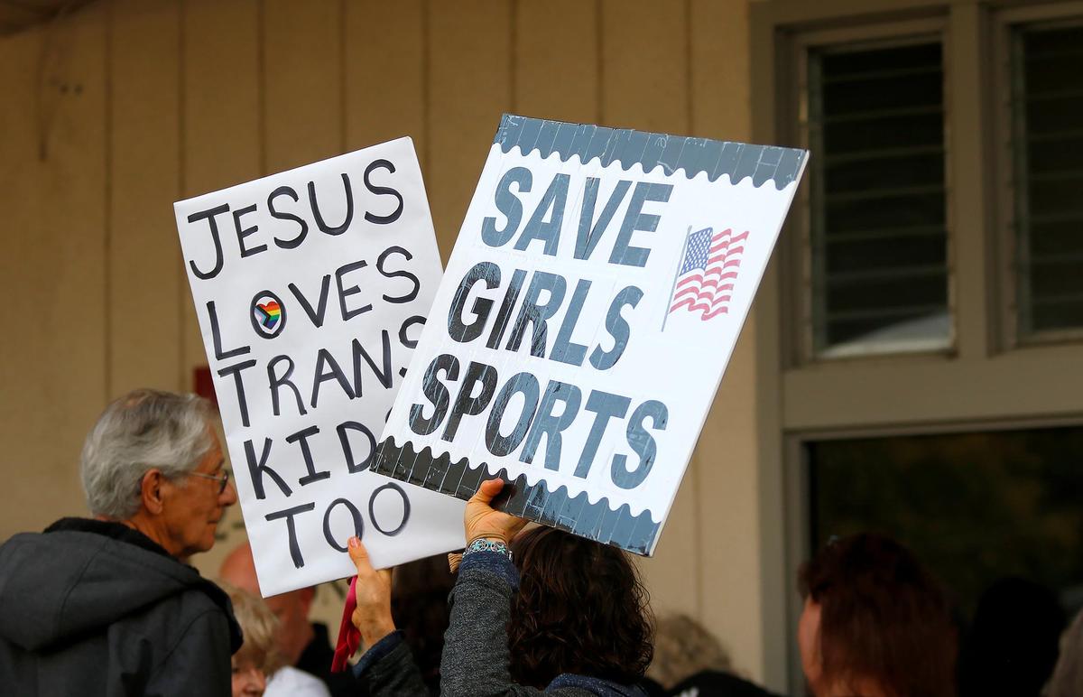 A contentious Lucia Mar Unified School District board meeting on May 6, 2025, kicked off with crowds of people rallying outside the board room over the issue of transgender students’ participation in school sports and use of the bathrooms and locker rooms that align with their gender identities.