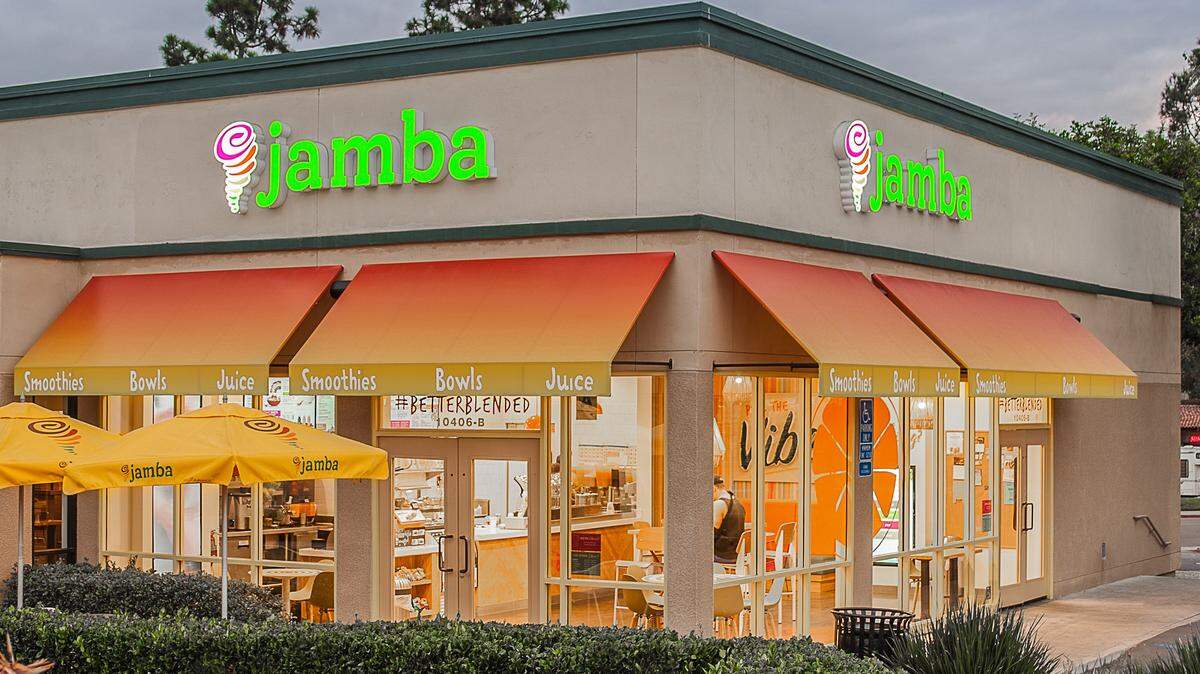 A rendering shows the new logo and design for Jamba’s stores.