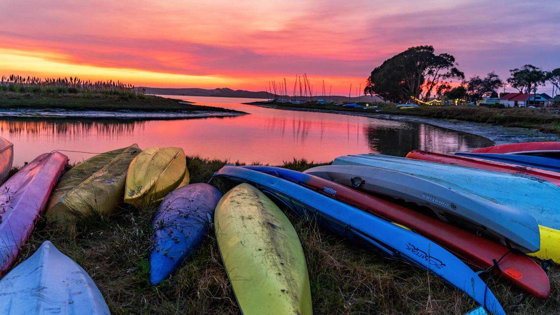 Boats are stored at the Cuesta Inlet property in Los Osos. The CSD board is considered whether the town should become a city.