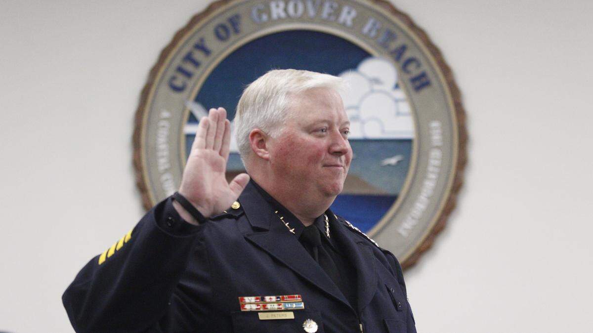 Grover Beach Police Chief John Peters is officially sworn in before the City Council in June 2015.
