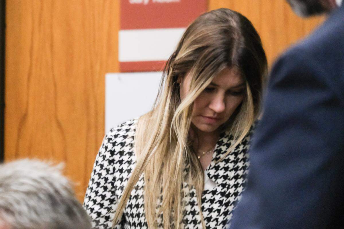 Deputy Probation Officer Fallyn Rollins listens in court, where faced charges for embezzling more than $100,000 from the agency’s union, on Feb. 7, 2025.