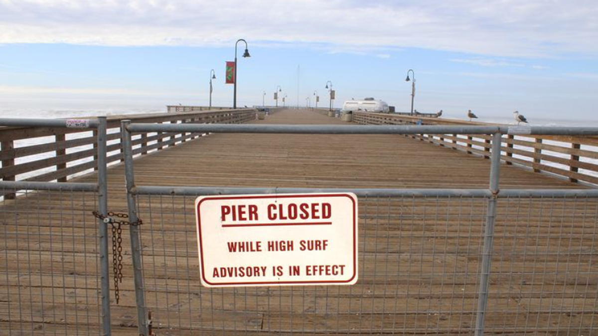 The Pismo Beach Pier will be closed this weekend in anticipation of the atmospheric river, which is expected to touch down on in the Central Coast on Saturday night, Feb. 3, 2024.