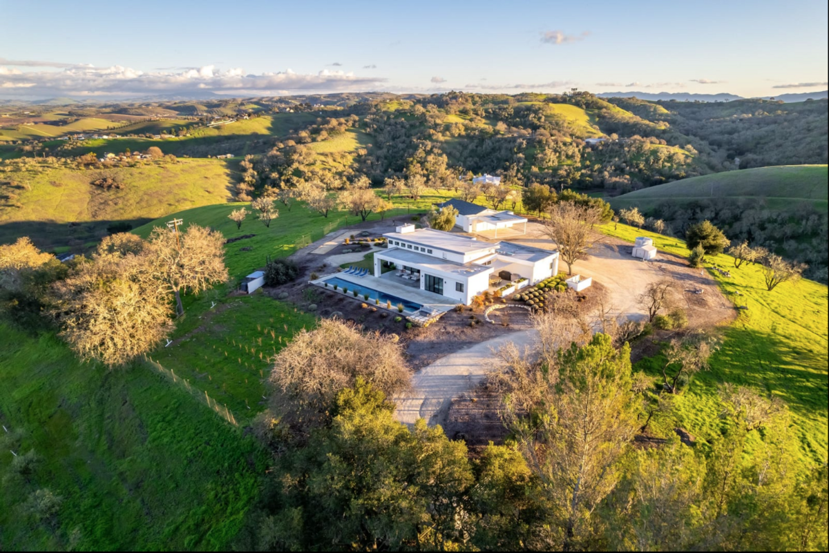 An estate currently up for sale at 705 Sequoia Lane near Templeton overlooks the surrounding hills on Wednesday, June 10, 2026. The 12-acre estate features the first commercial planting of Nero di Troia grapevines — native to Italy’s Puglia region — in the United States.