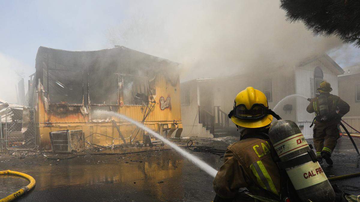 Five mobile homes were destroyed by fire in Santa Margarita on May 13, 2022.