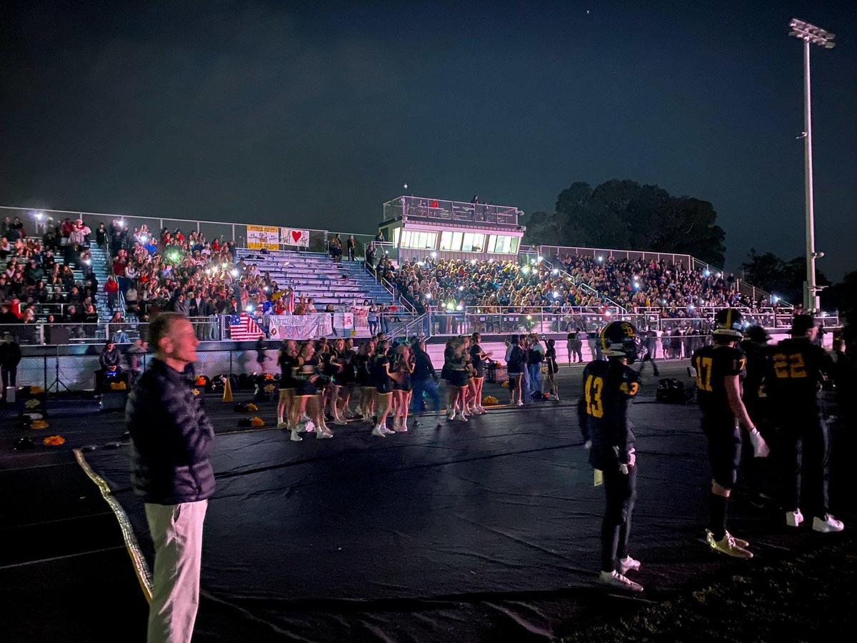 The lights went out with 0.9 seconds on the clock at the end of the second half as San Luis Obispo was preparing a field goal attempt. It took several minutes to turn them back on. Atascadero beat San Luis Obispo 21-20 in an Ocean League football game in SLO on Sept. 22, 2023.