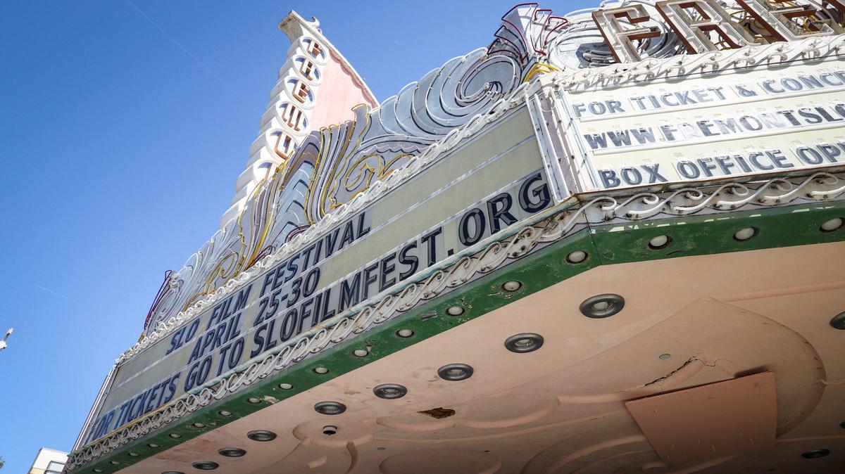 The Fremont Theater marque advertises the San Luis Obispo International Film Festival on April 24, 2023. More information is at slofilmfest.org
