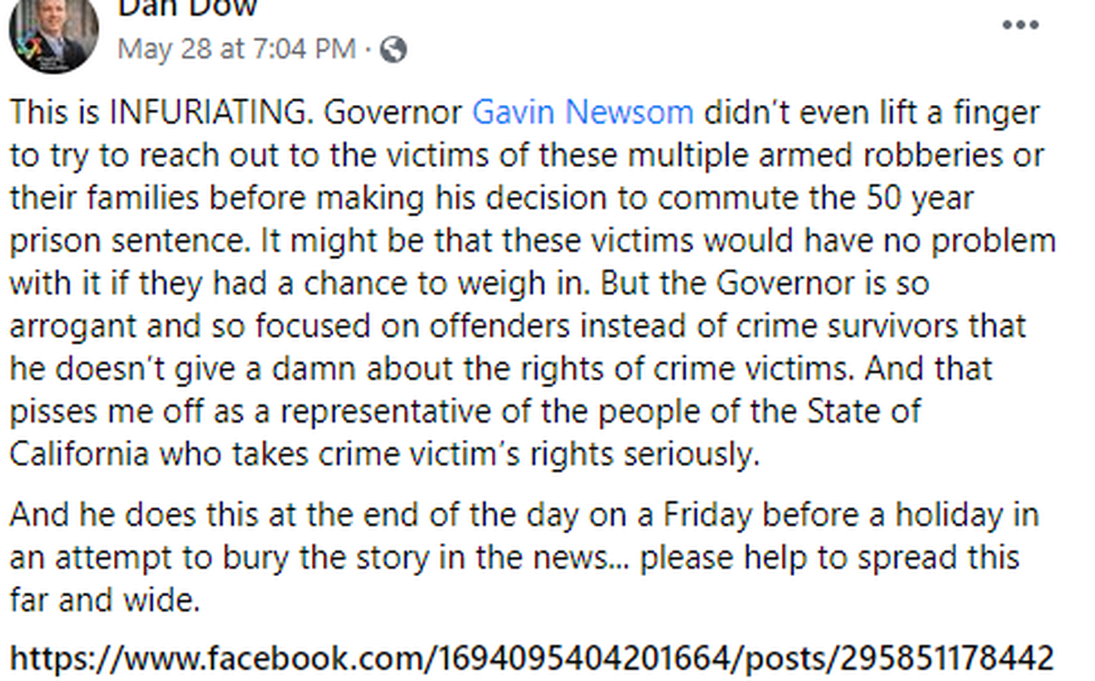 Dan Dow Facebook post