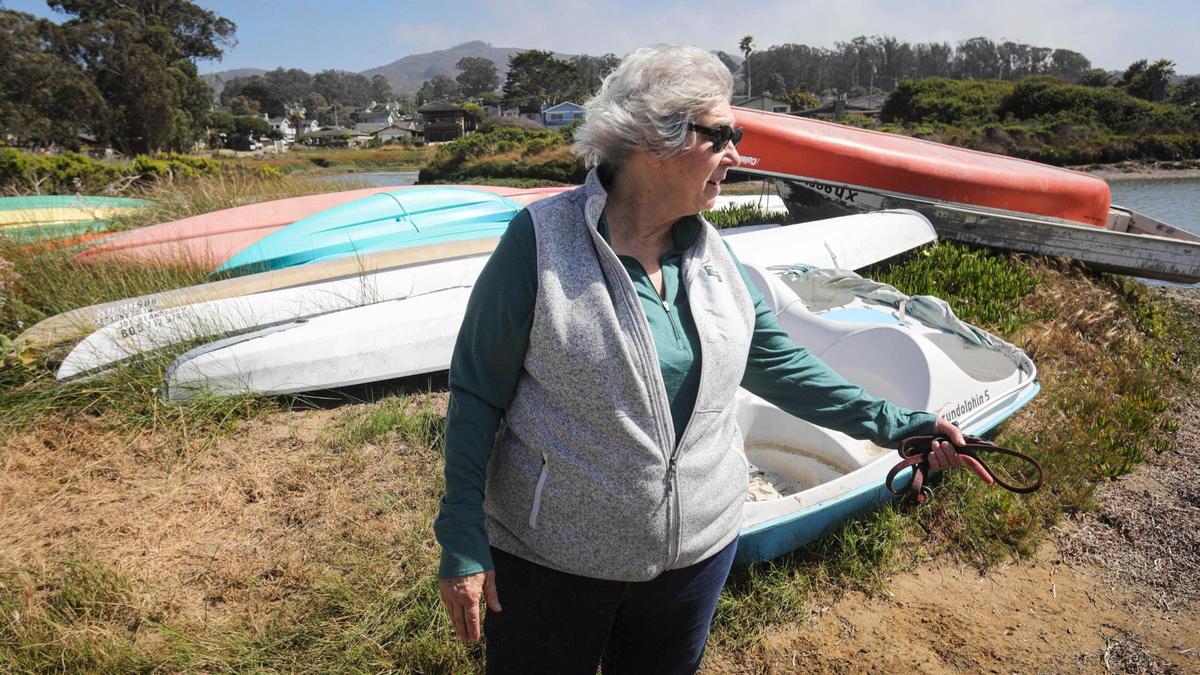 Local nonprofit organization Save Cuesta Inlet needed to raise $735,000 by Nov. 29, 2025, to purchase and preserve the 13-acre property. Nonprofit secretary Margarete Schmidt walked her dog Crescent at Cuesta Inlet on June 12, 2025. 