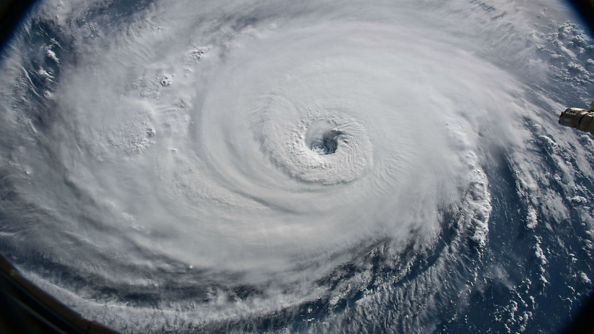 A National Oceanic and Atmospheric Administration satellite image shows Hurricane Florence before it made landfall in North Carolina in 2018.