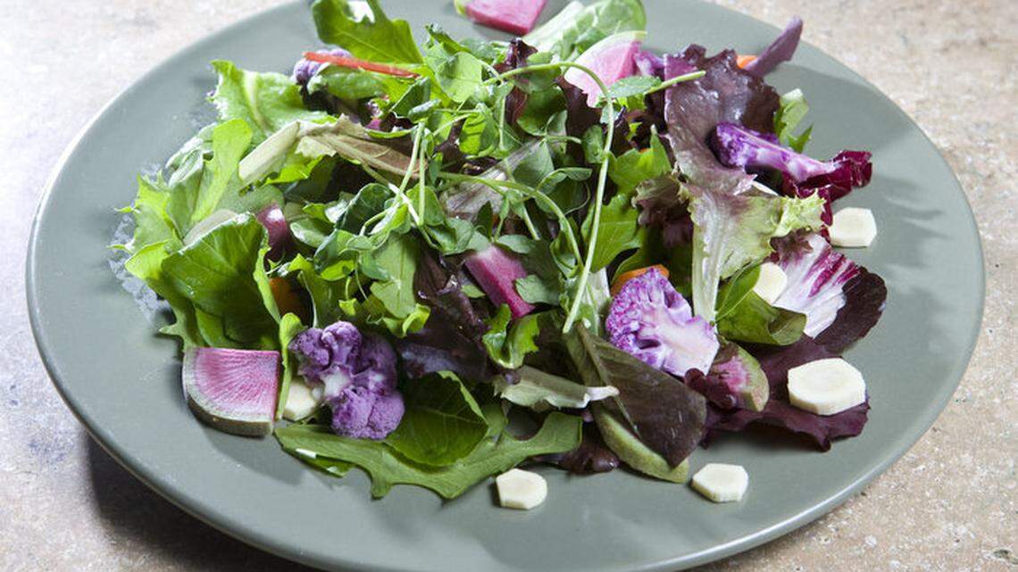 Fig Good Food in Atascadero serves up fresh, seasonal fare such as this market green salad with parsnips, watermelon radish and pea shoots. Read more »