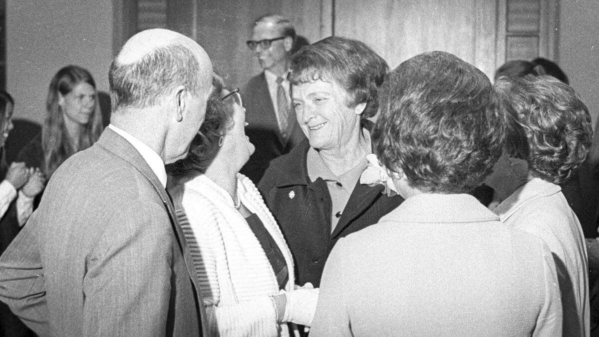 Ethel Cooley, often called San Luis Obispo's goodwill ambassador was honored by a Monday Club surprise birthday party with about 110 guests. A scrapbook was presented to her with letters and pictures from the 57 exchange students who had participated in the programs at San Luis Obispo High School.
