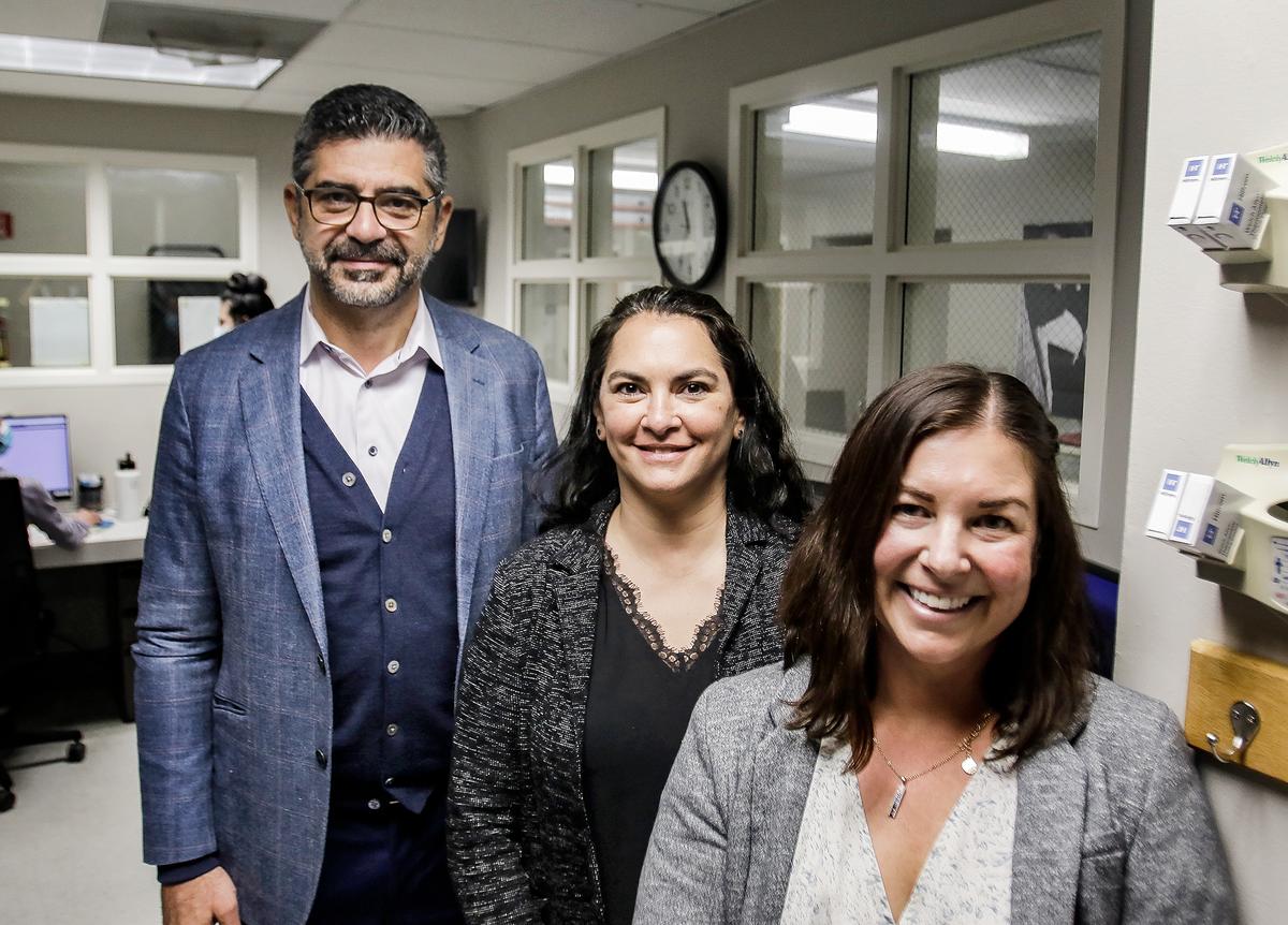 Sierra Vista Hospital is now using AI technology that can spot signs of a stroke in a patient’s CT scan results, then notifies all medical personal working with the patient with the information. This means doctors can respond to the stroke more quickly than before. Dr. Moussa Yazbeck, stroke medical director, left, and Maria Irthum, neuroscience coordinator, both work for Tenet Health Central Coast.