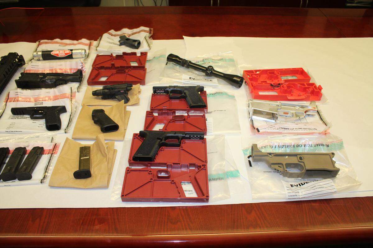 Gun manufacturing parts and equipment were among the items confiscated from Christopher Straub’s home in Templeton. The white supremacist gang member was shot and killed by sheriff’s deputies after injuring another deputy in a gun battle in Templeton on Thursday, Sept. 24, 2020.
