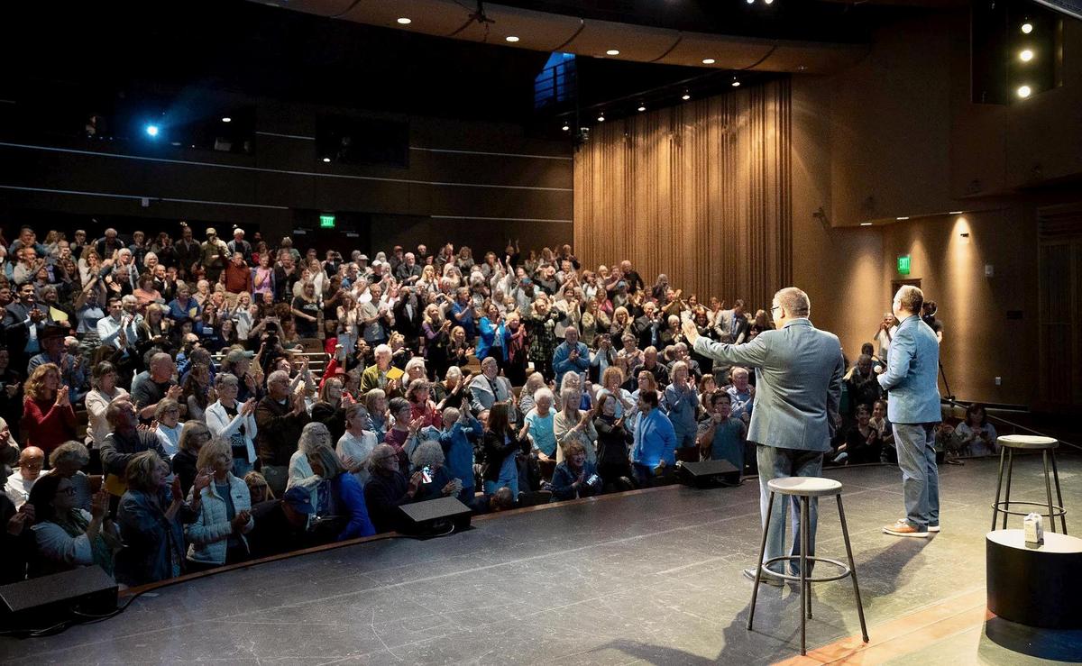 Sen. Adam Schiff and Congressman Salud Carbajal held a town hall at Cuesta College in San Luis Obispo on Tuesday, April 22, 2025.