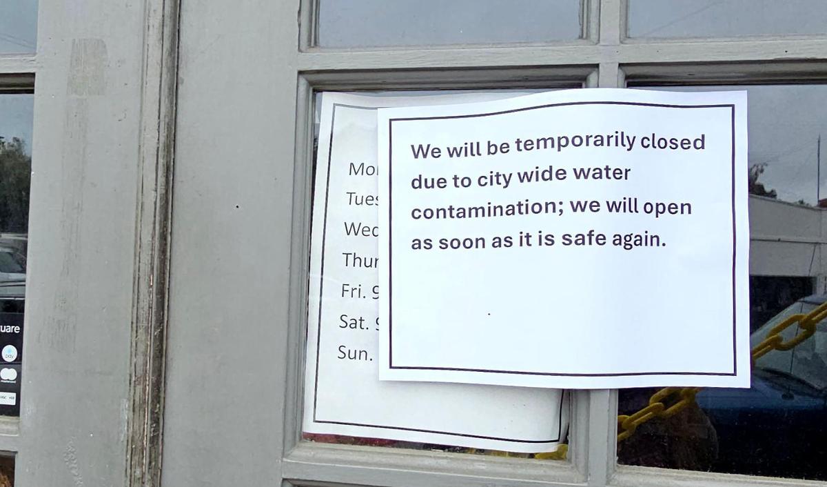 This sign won the door of Arroyo Grande Meat Company alerts customers that the business was closed on Thursday, April 30, 2025, after a boil-water notice was issued for the Five Cities area due to an “unprecedented” level of coliform bacteria found in the water distribution system.