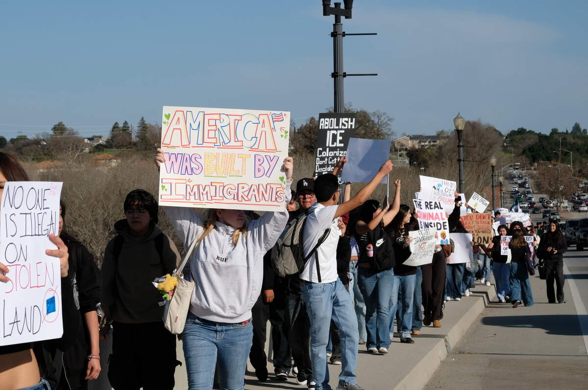 Hundreds of Paso Robles students marched down Niblick Road in protest of ICE on February 6, 2026. The student-led walkout was inspired by protests at other schools in SLO County.