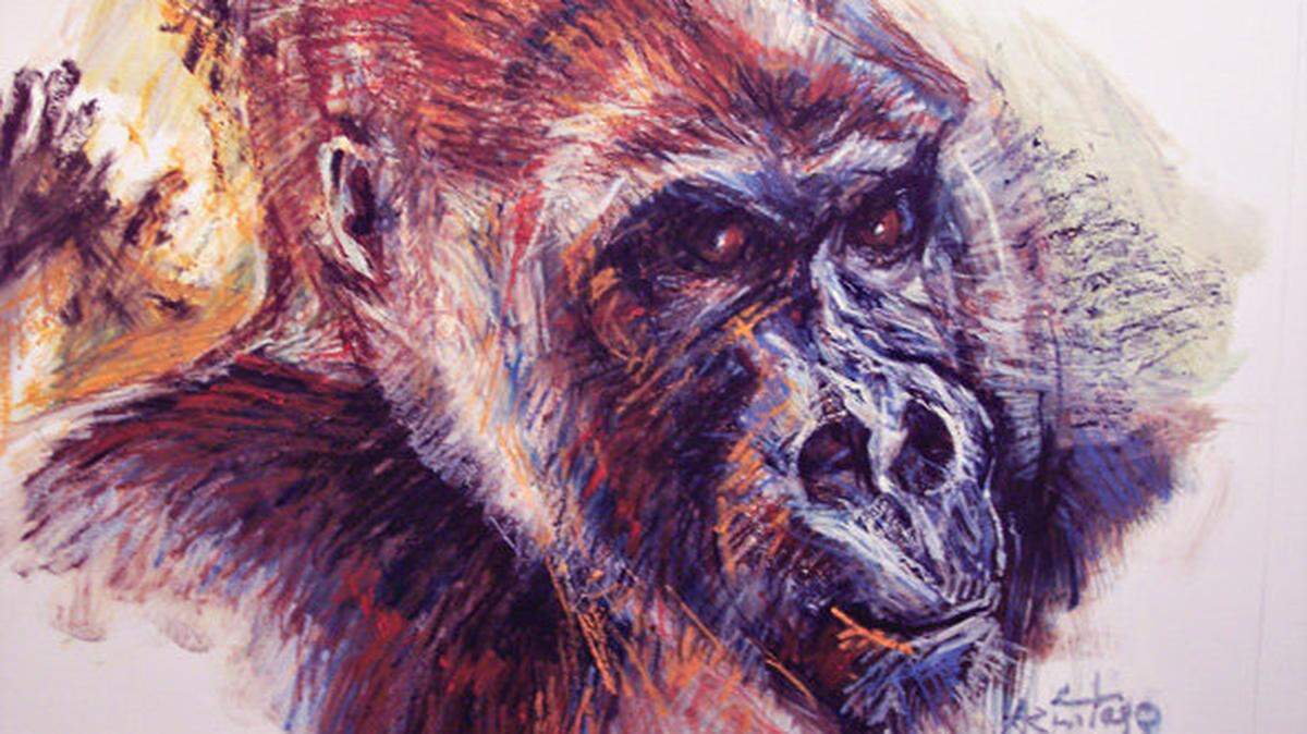 Armitage is donating artwork similar to this oil stick piece titled ‘Silverback Gorilla’ to organizations he contacted through the Disney Wildlife Conservation Fund.