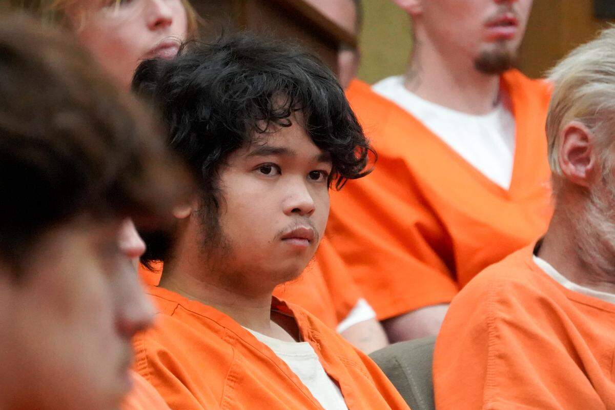 Cal Poly student Charles Hojaboom listens to a hearing in San Luis Obispo Superior Court Jan. 4, 2024. Hojaboom and fellow student Brandon Pham are accused of firing guns on campus multiple times.