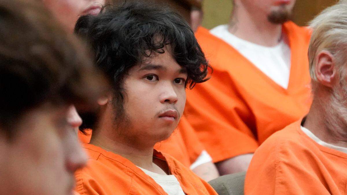 Cal Poly student Charles Hojaboom listens to a hearing in San Luis Obispo Superior Court Jan. 4, 2024. Hojaboom and fellow student Brandon Pham were accused of firing guns on campus multiple times.