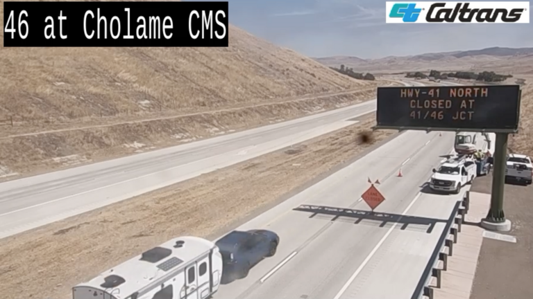 Hay-truck fire closes Hwy. 41 in both directions near SLO County line