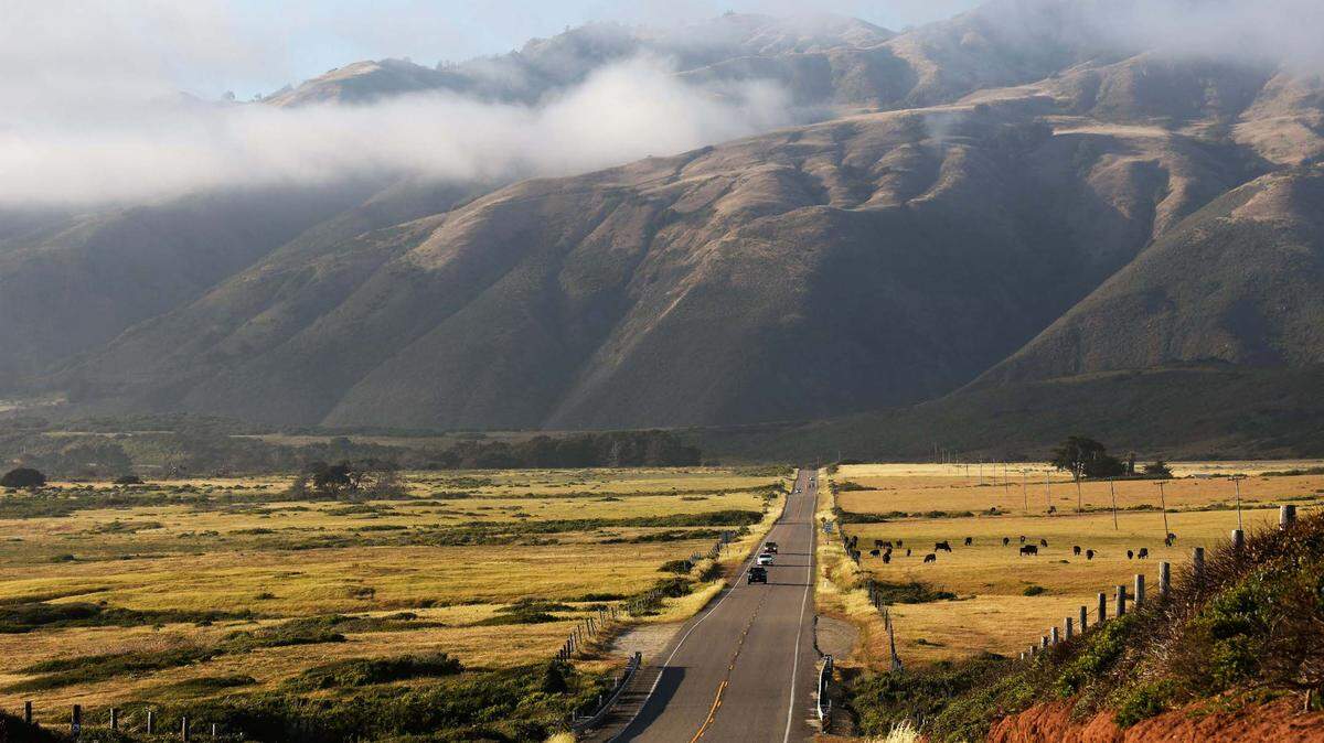 Ragged Point, the gateway to Big Sur, is seen while driving along Highway 1 north of San Simeon.