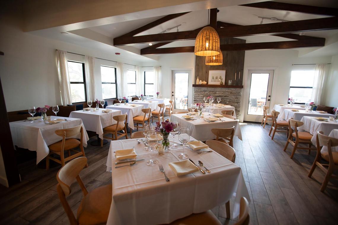 The main dining room of Mirazur Restaurant in Los Osos overlooks the bay.