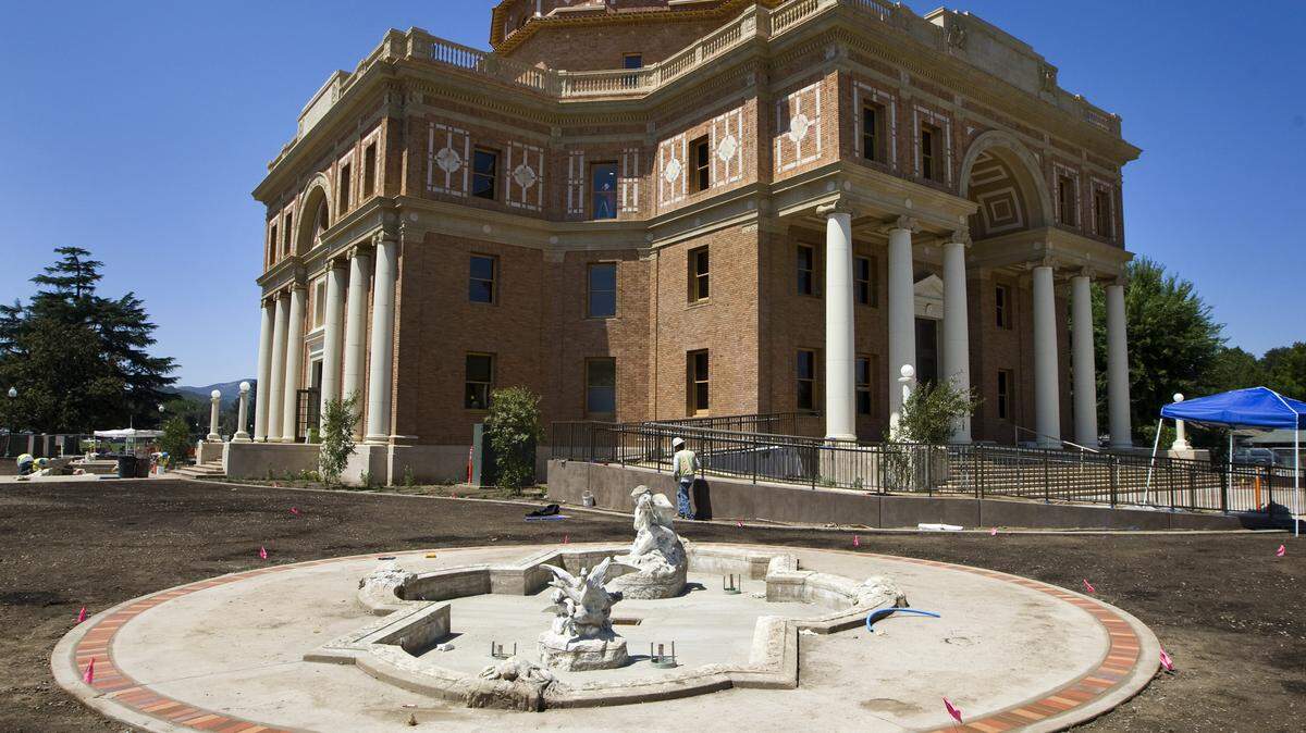 One of the fountains being refurbished around the historic City Administration Building in Atascadero.