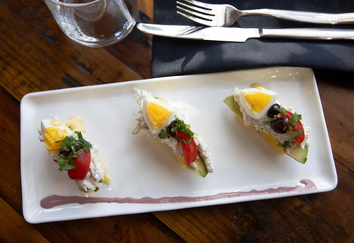 Kiko’s causa limena dish is made with chicken, avocado, olives, egg and cherry tomatoes. The restaurant is located in San Luis Obispo’s Mission Mall.
