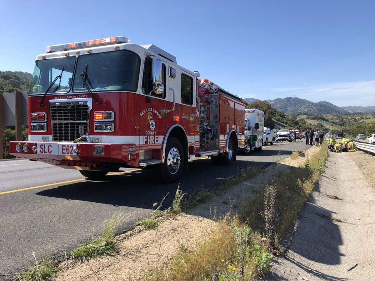 Five people were involved in the collison and two people were taken to the hospital, according to the San Luis Obispo County Fire Department.