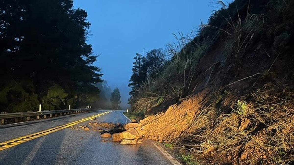 A mud slide is seen on Highway 1 near Big Sur on Dec. 31, 2022. The scenic highway reopened on Tuesday, Jan. 3, 2023.