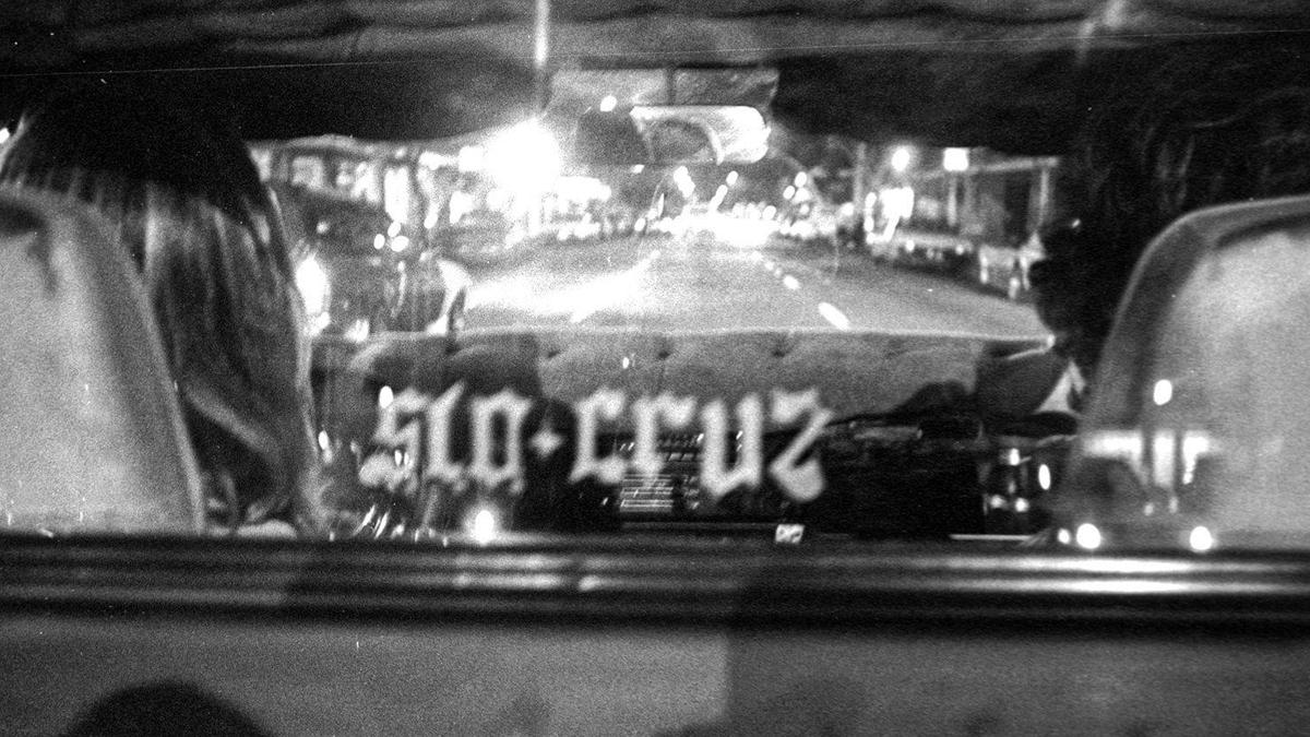 Shawm Steward motors down Higuera on the last Thursday the street will be open for cruising July 3, 1980.