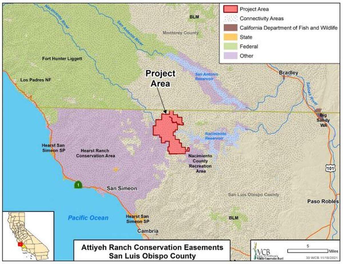 This map shows an outline of the Attiyeh Ranch conservation easements.